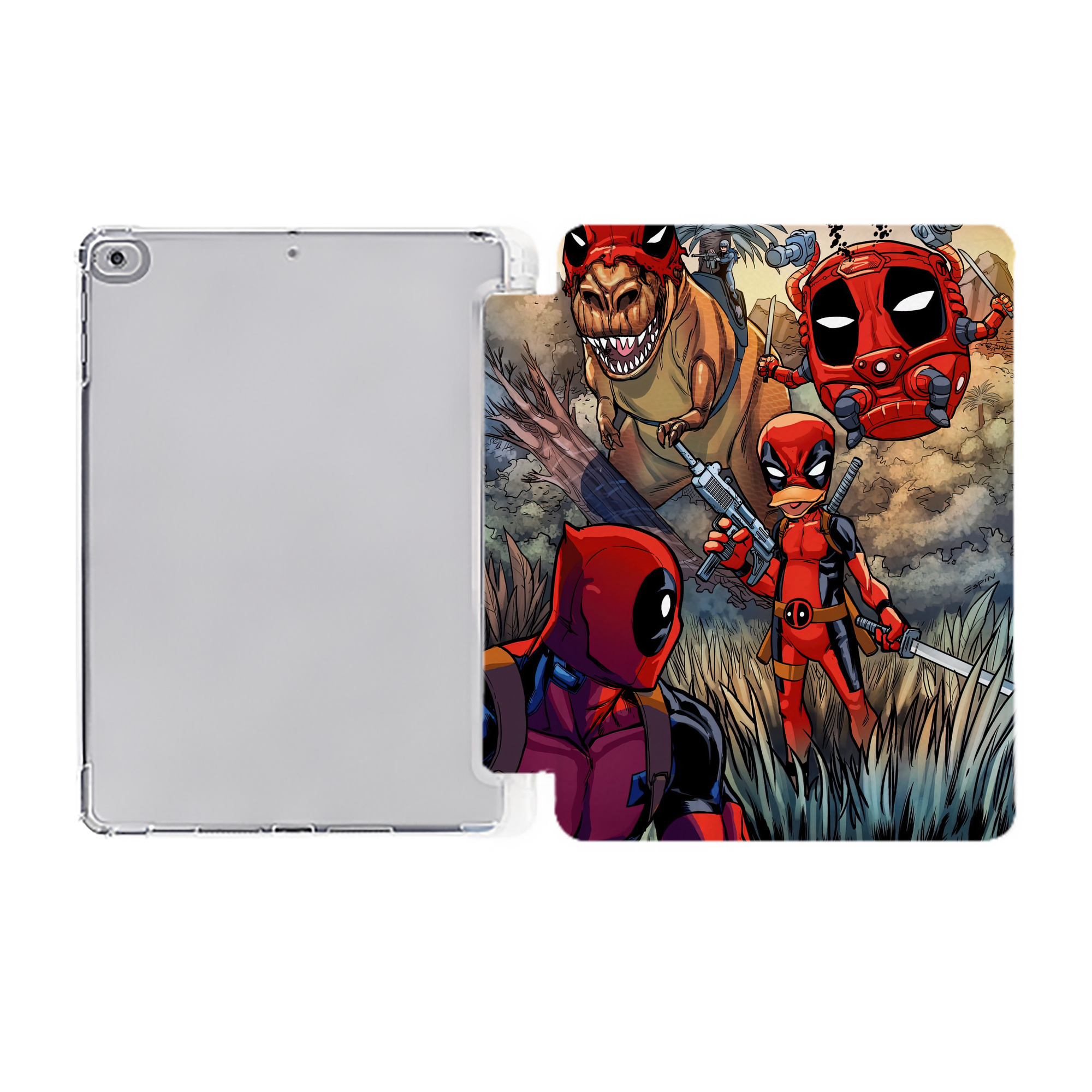 （画像用） Deadpool デッドプール IPad ケース ペン収納付き 三つ折りスタンド PUレザー×シリコン 対応機種9.5/10.5/10.9インチ